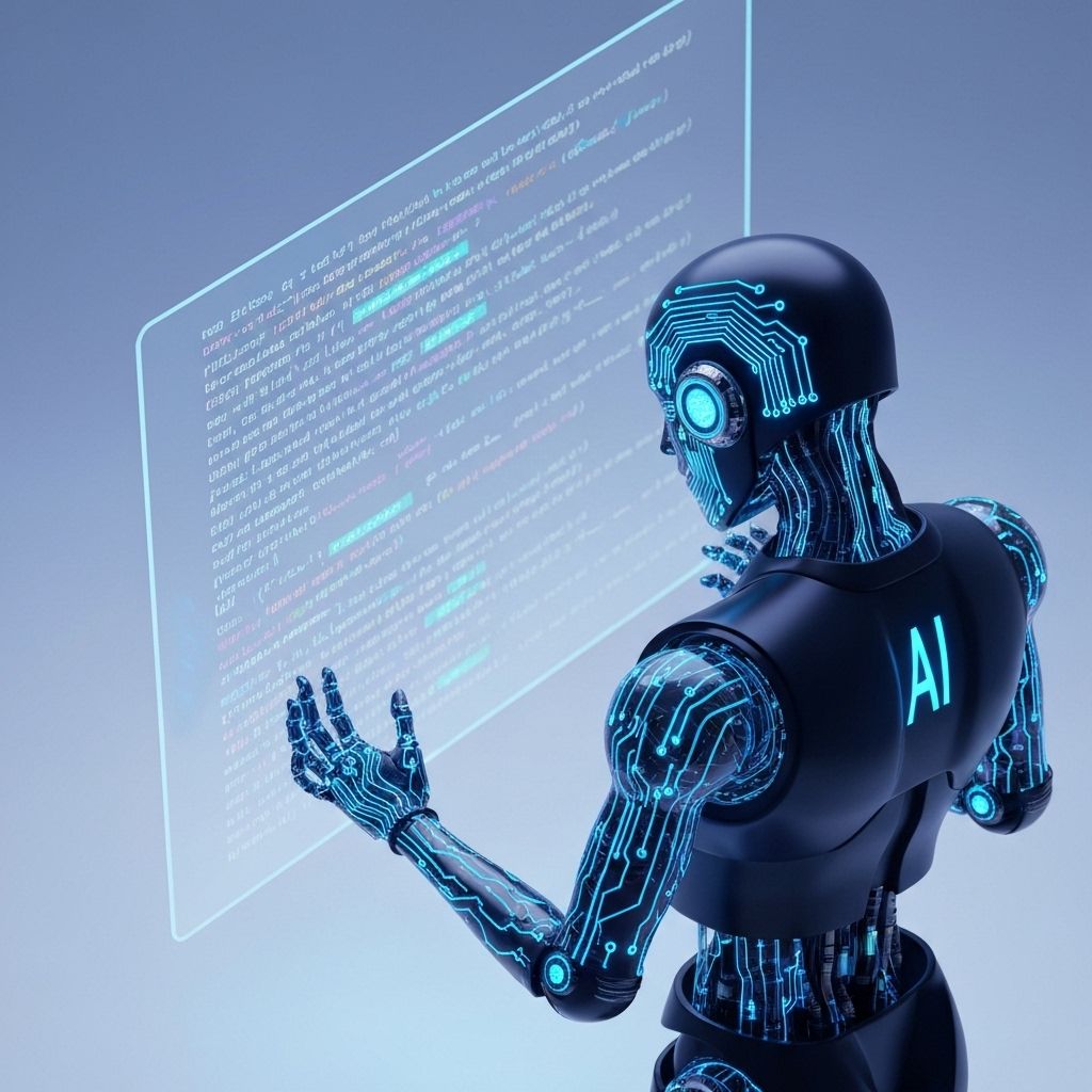 AI artificial intelligence analyzing data on multiple screens