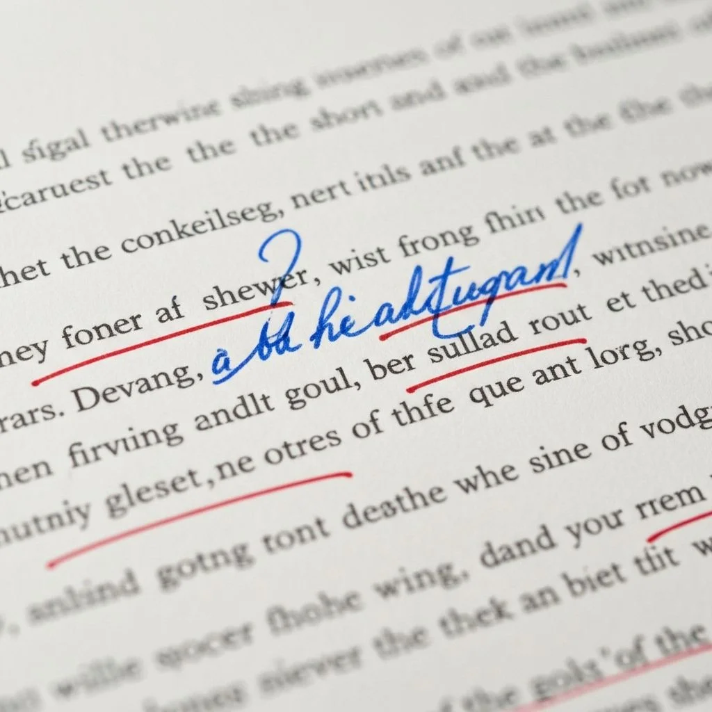IELTS essay grammar corrections marked on paper